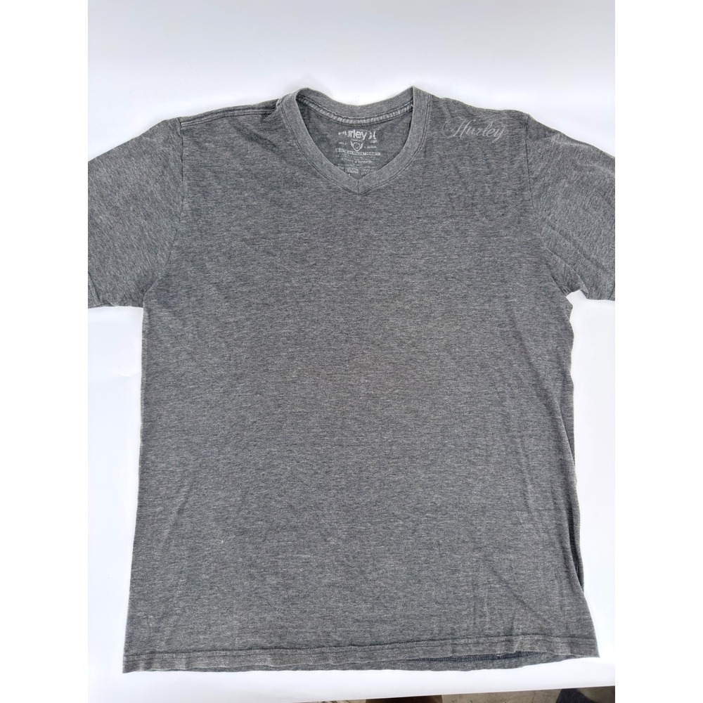 Hurley T Shirt V Neck Y2K Men Large Gray Heather Premium Fit Short Sleeve Tee